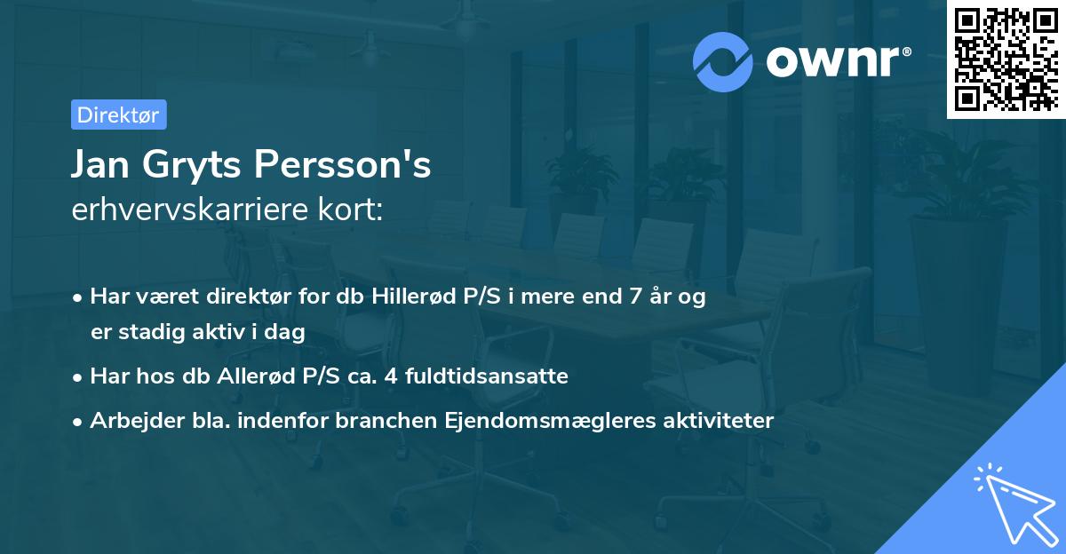 Jan Gryts Persson's erhvervskarriere kort