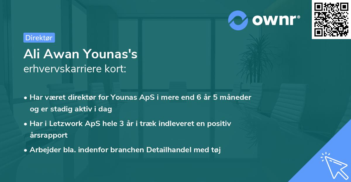 Ali Awan Younas's erhvervskarriere kort