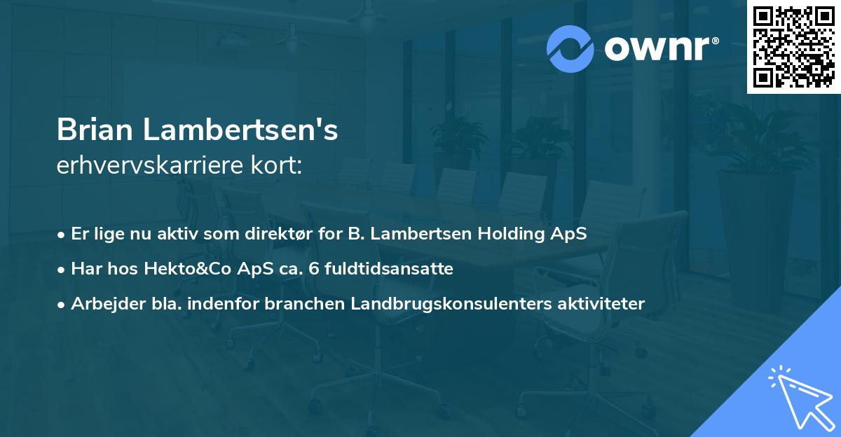 Brian Lambertsen's erhvervskarriere kort
