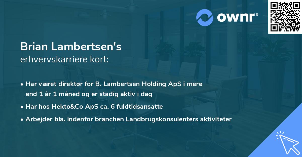 Brian Lambertsen's erhvervskarriere kort