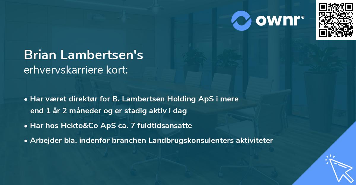 Brian Lambertsen's erhvervskarriere kort