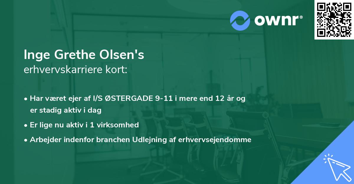 Inge Grethe Olsen's erhvervskarriere kort