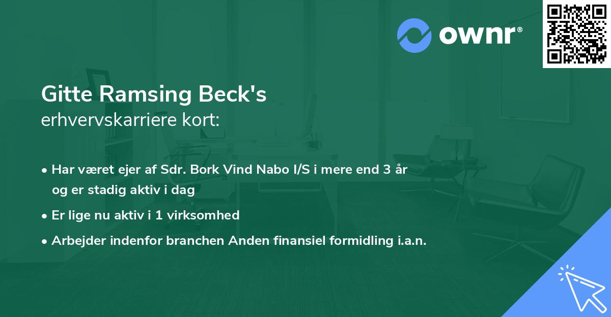 Gitte Ramsing Beck's erhvervskarriere kort