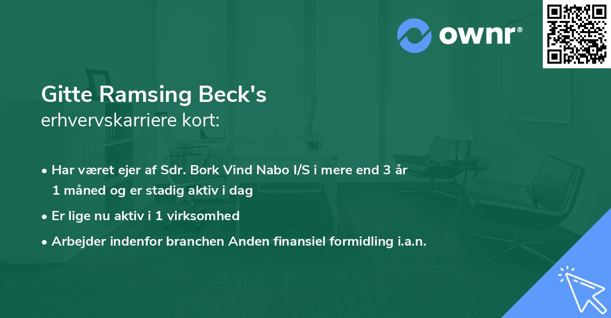 Gitte Ramsing Beck's erhvervskarriere kort