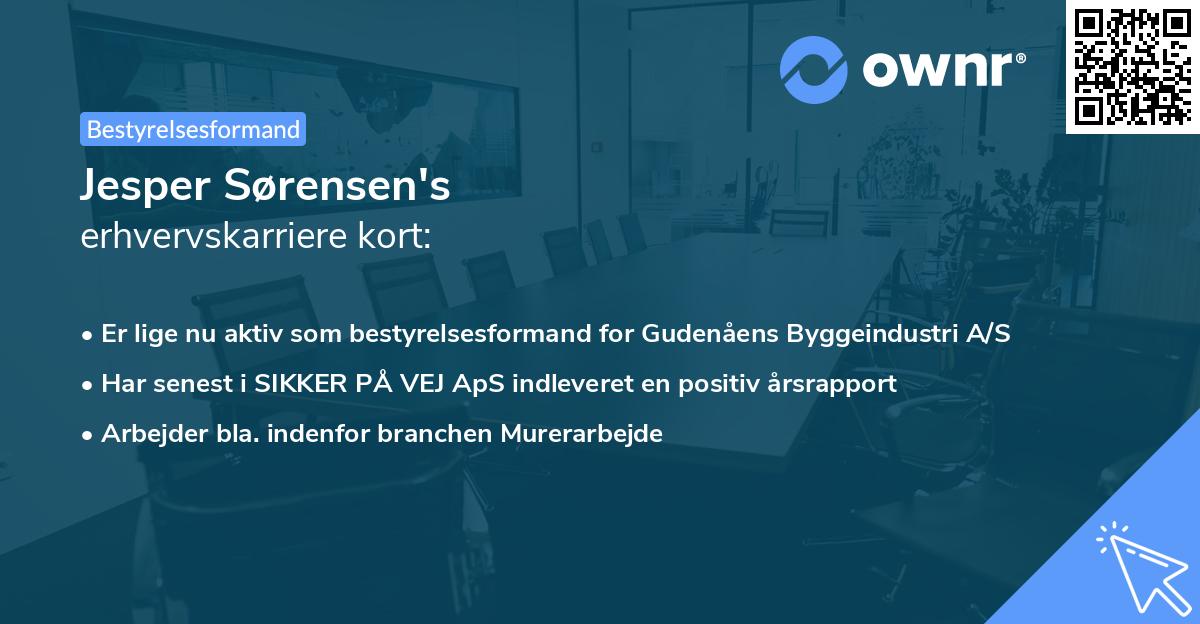Jesper Sørensen's erhvervskarriere kort