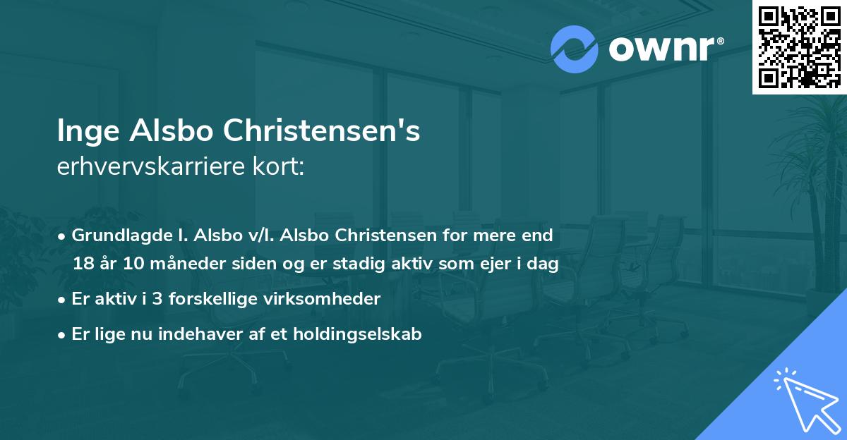 Inge Alsbo Christensen's erhvervskarriere kort