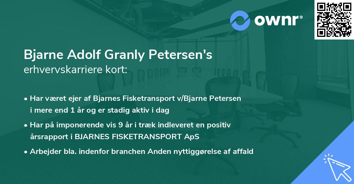 Bjarne Adolf Granly Petersen's erhvervskarriere kort