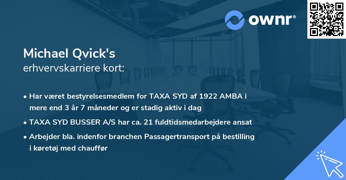 Michael Qvick's erhvervskarriere kort