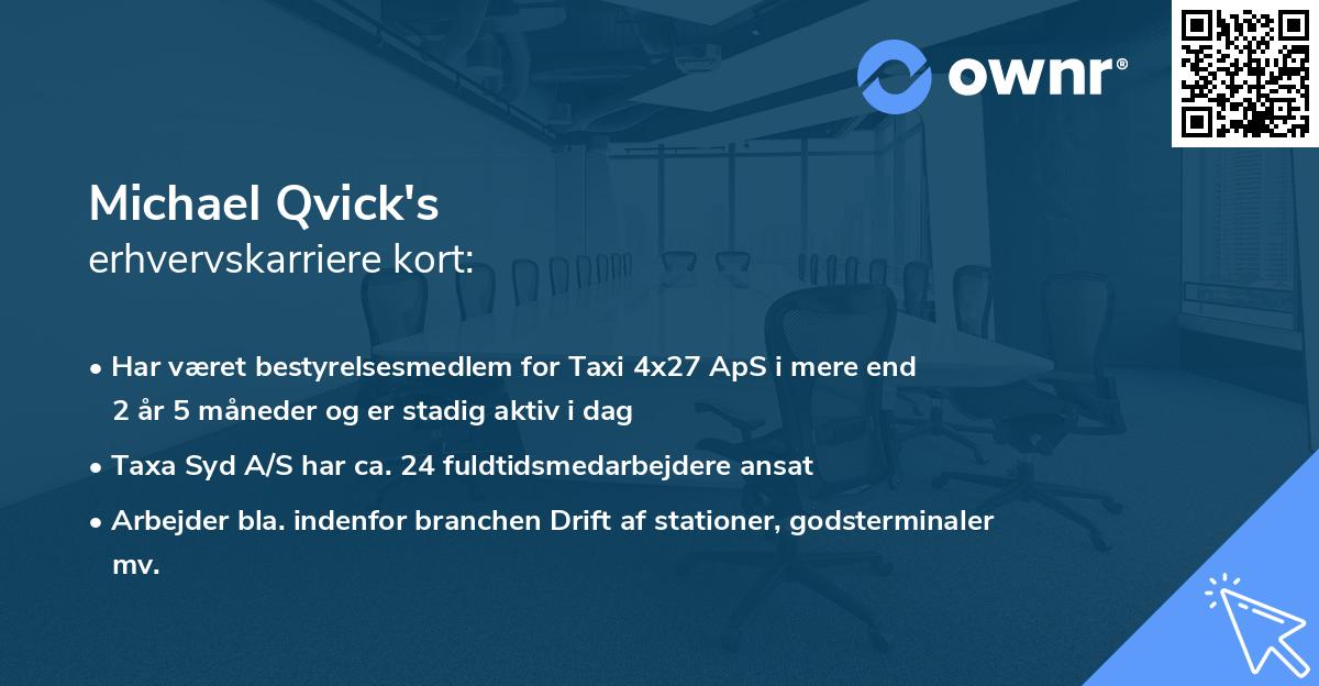 Michael Qvick's erhvervskarriere kort