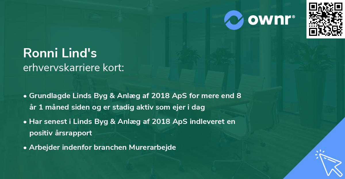 Ronni Lind's erhvervskarriere kort