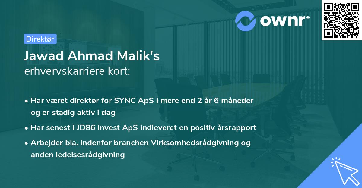 Jawad Ahmad Malik's erhvervskarriere kort