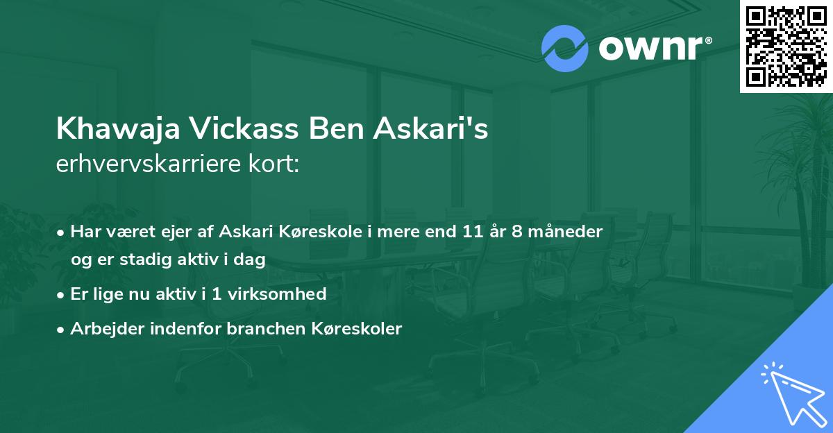 Khawaja Vickass Ben Askari's erhvervskarriere kort