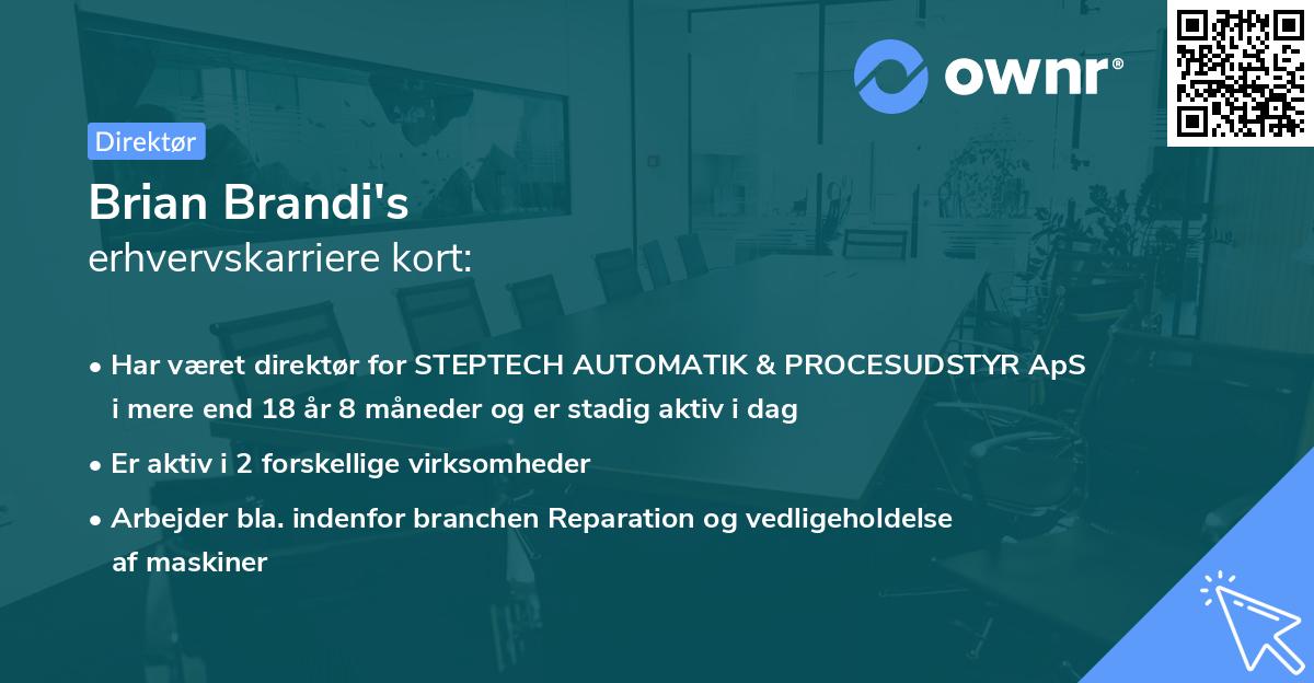Brian Brandi's erhvervskarriere kort
