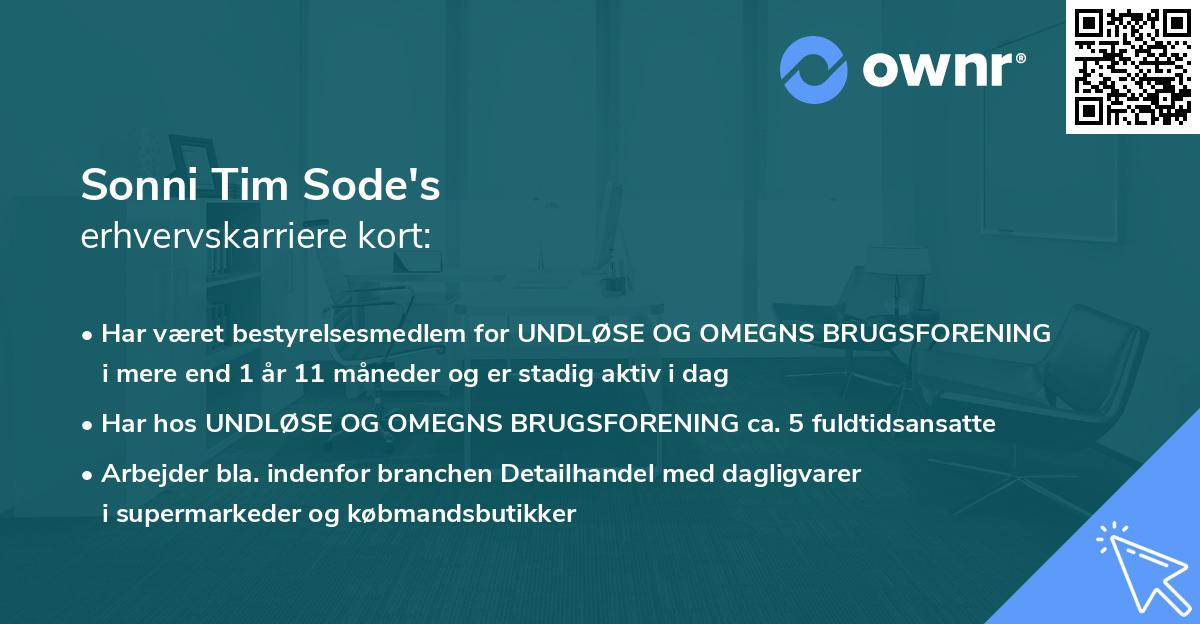 Sonni Tim Sode's erhvervskarriere kort
