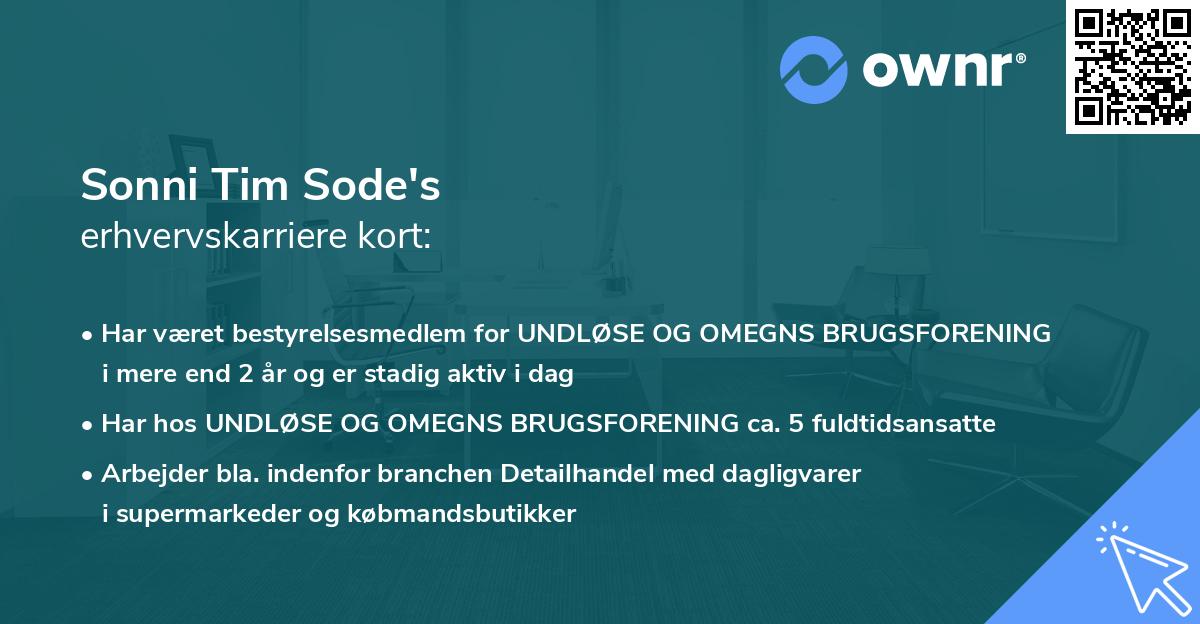 Sonni Tim Sode's erhvervskarriere kort