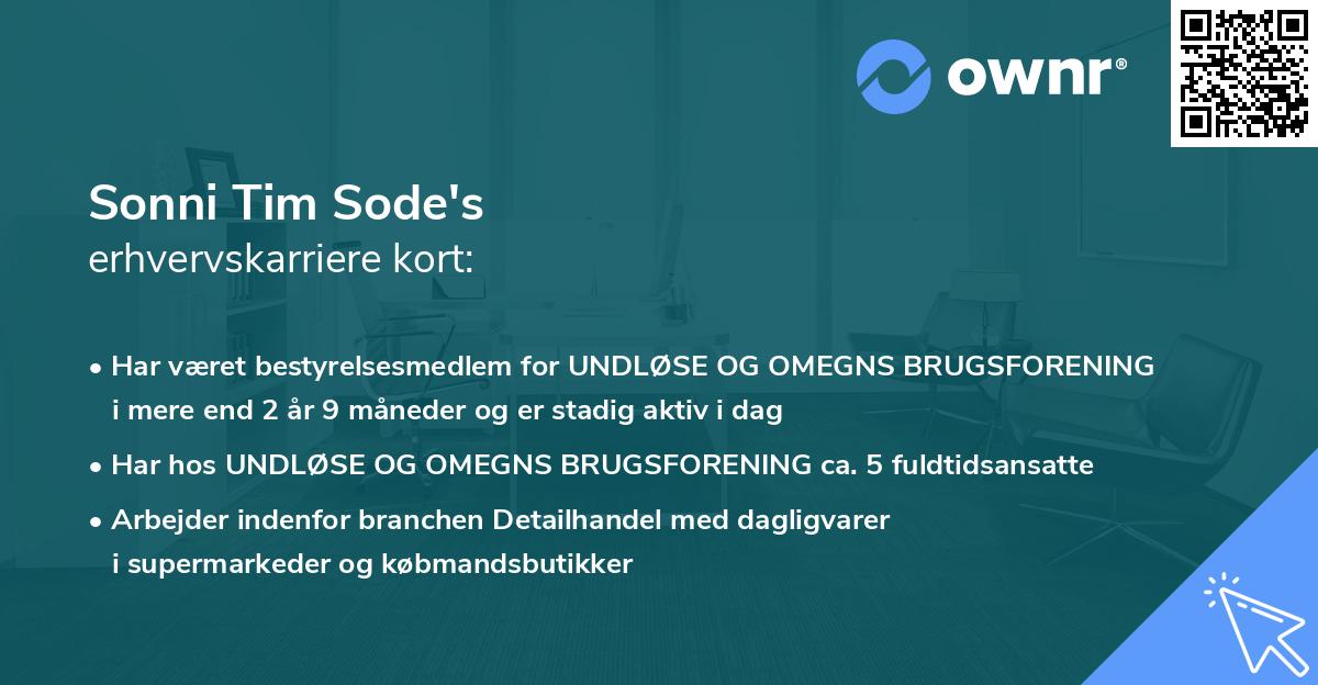 Sonni Tim Sode's erhvervskarriere kort