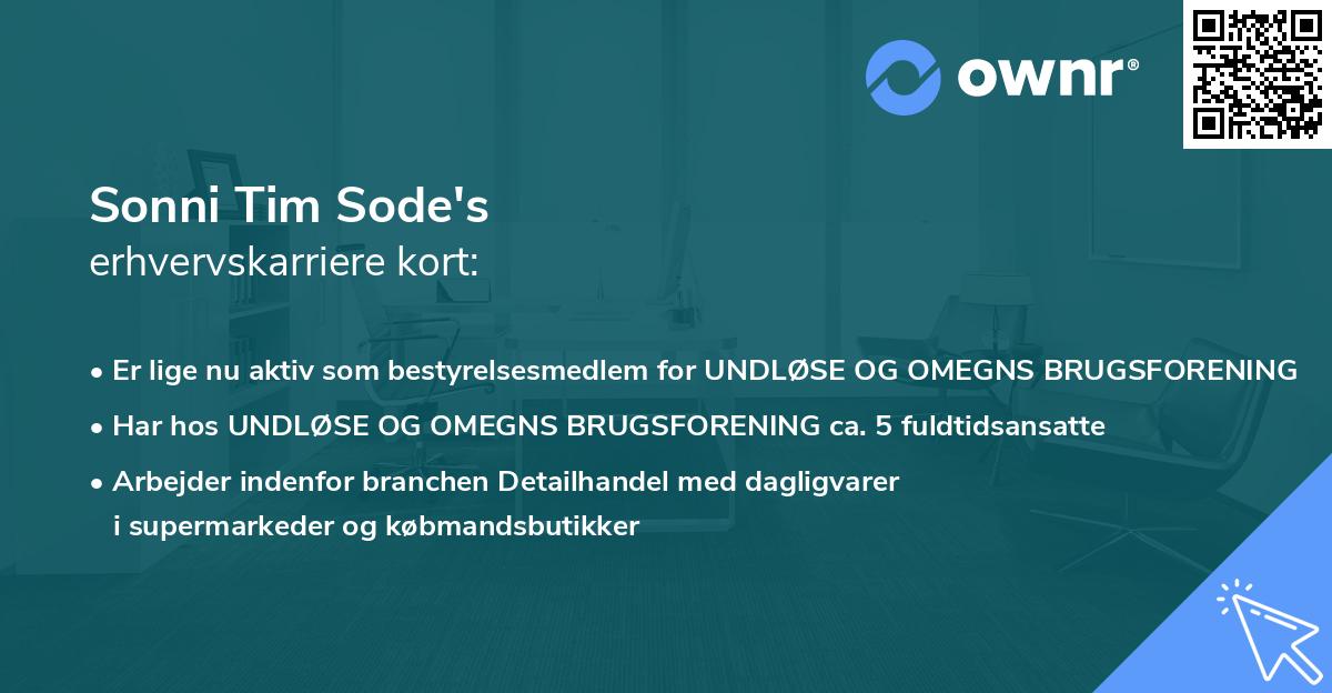 Sonni Tim Sode's erhvervskarriere kort