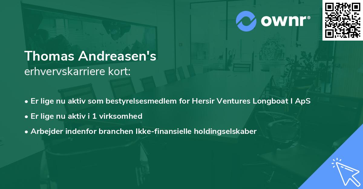 Thomas Andreasen's erhvervskarriere kort