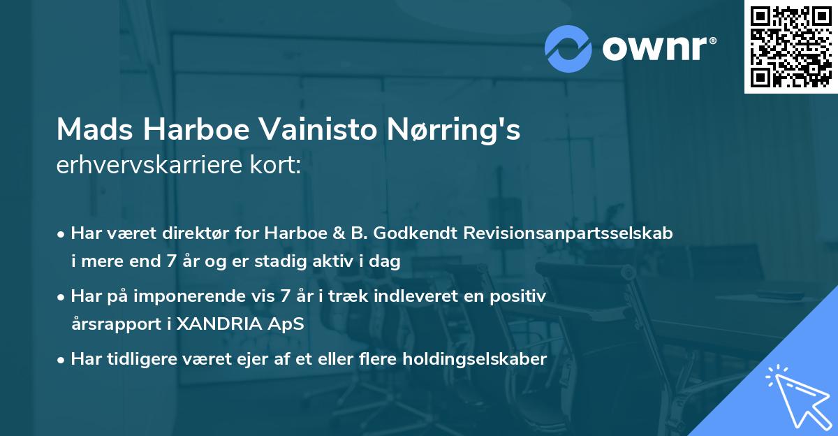 Mads Harboe Vainisto Nørring's erhvervskarriere kort