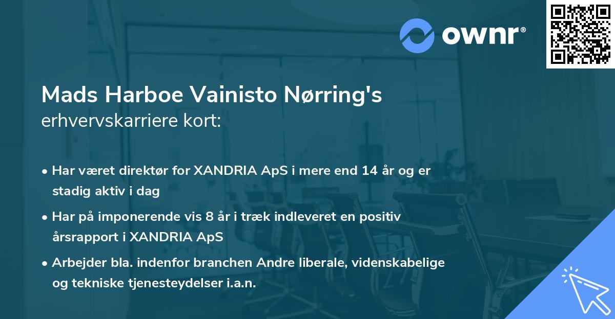 Mads Harboe Vainisto Nørring's erhvervskarriere kort