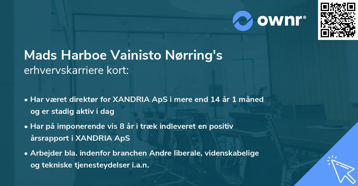 Mads Harboe Vainisto Nørring's erhvervskarriere kort
