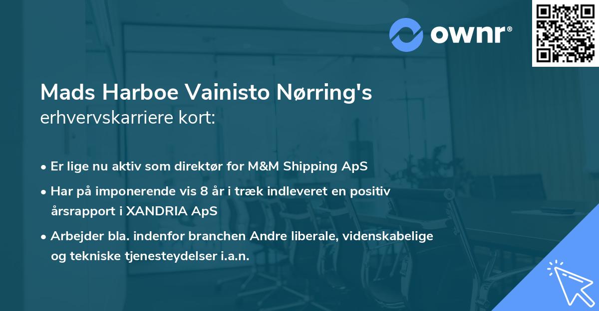 Mads Harboe Vainisto Nørring's erhvervskarriere kort