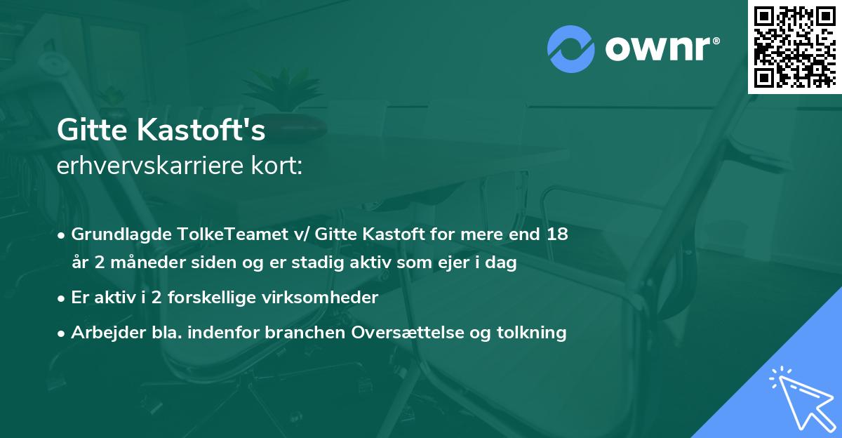 Gitte Kastoft's erhvervskarriere kort