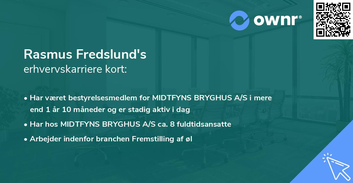 Rasmus Fredslund's erhvervskarriere kort