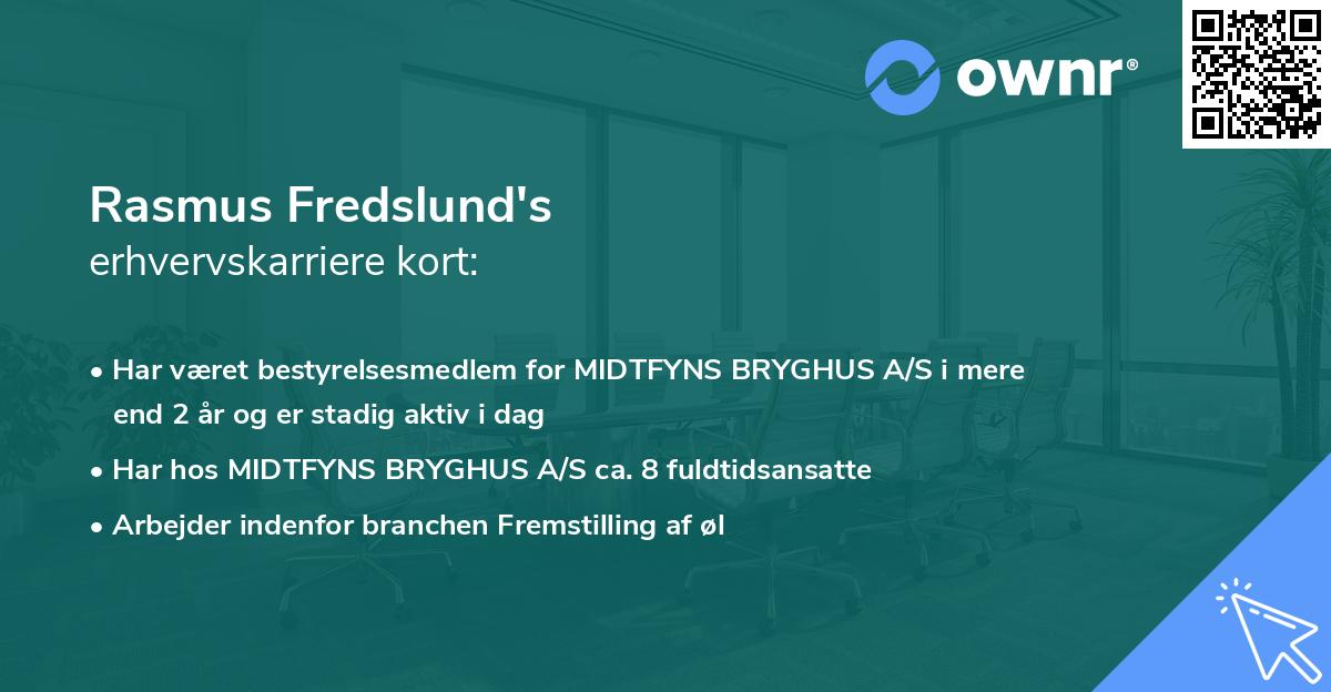 Rasmus Fredslund's erhvervskarriere kort