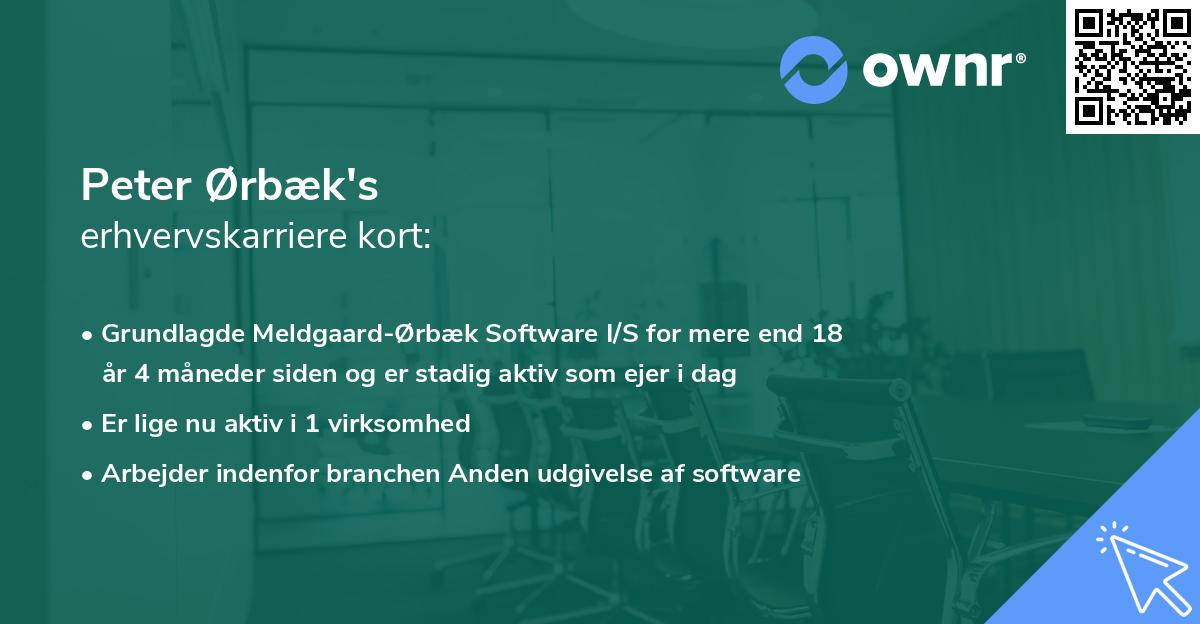 Peter Ørbæk's erhvervskarriere kort