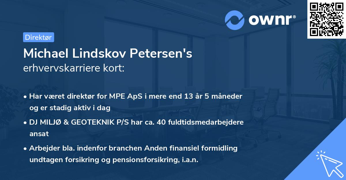 Michael Lindskov Petersen's erhvervskarriere kort