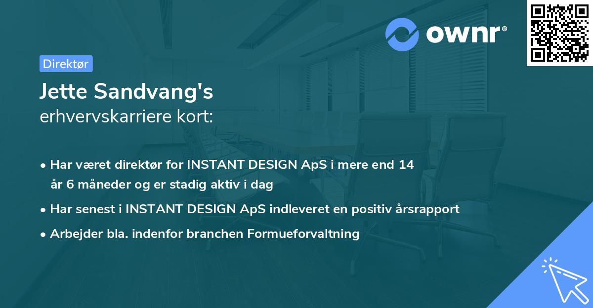 Jette Sandvang's erhvervskarriere kort
