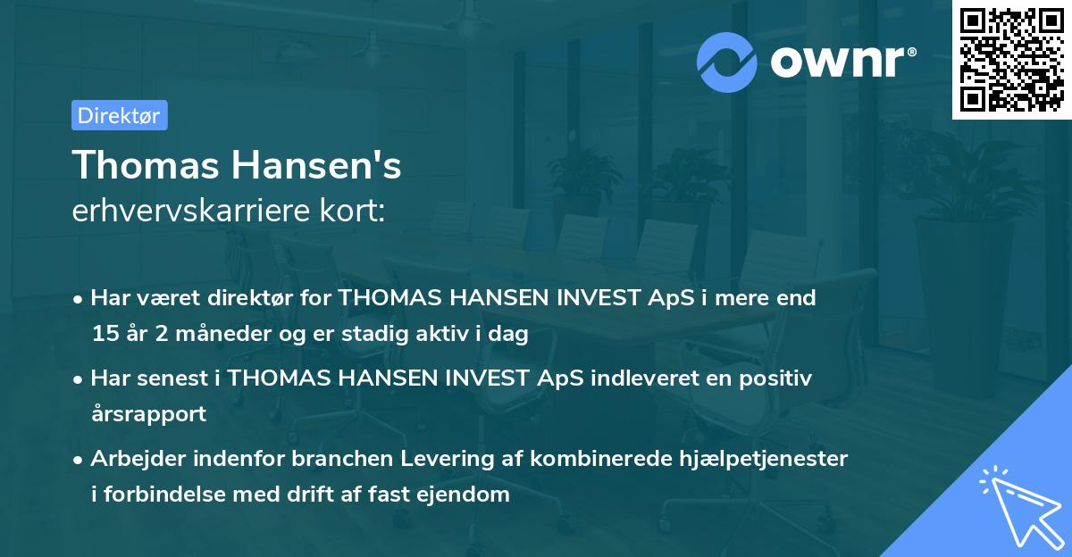 Thomas Hansen's erhvervskarriere kort