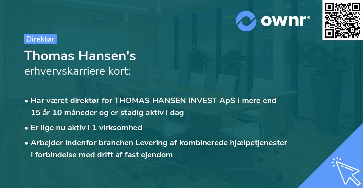 Thomas Hansen's erhvervskarriere kort