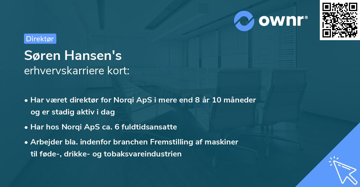 Søren Hansen's erhvervskarriere kort