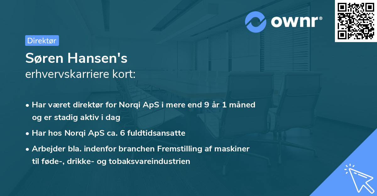 Søren Hansen's erhvervskarriere kort