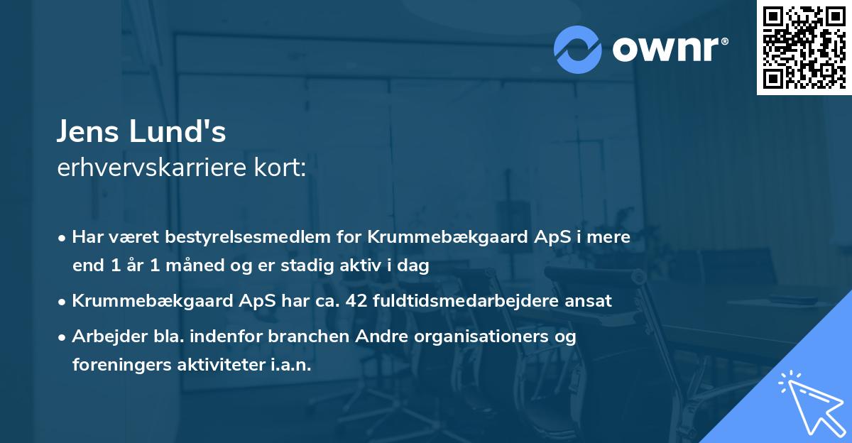 Jens Lund's erhvervskarriere kort