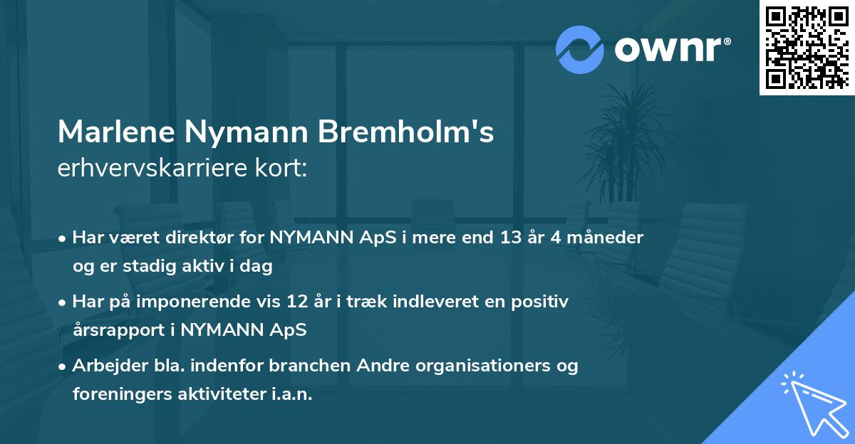 Marlene Nymann Bremholm's erhvervskarriere kort