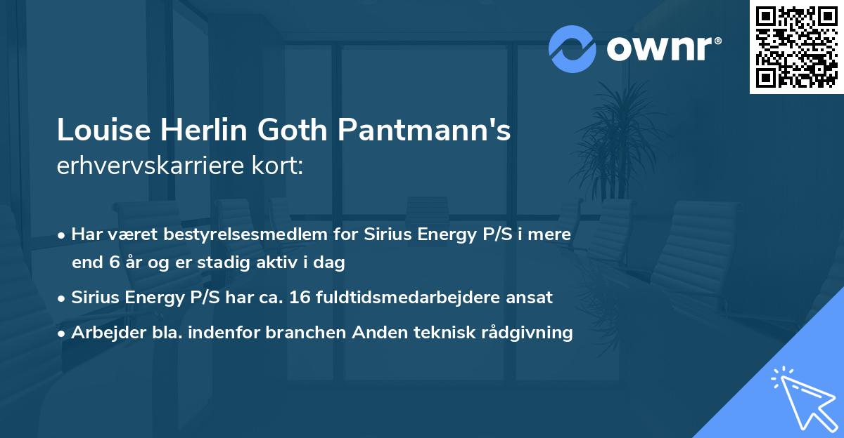 Louise Herlin Goth Pantmann's erhvervskarriere kort