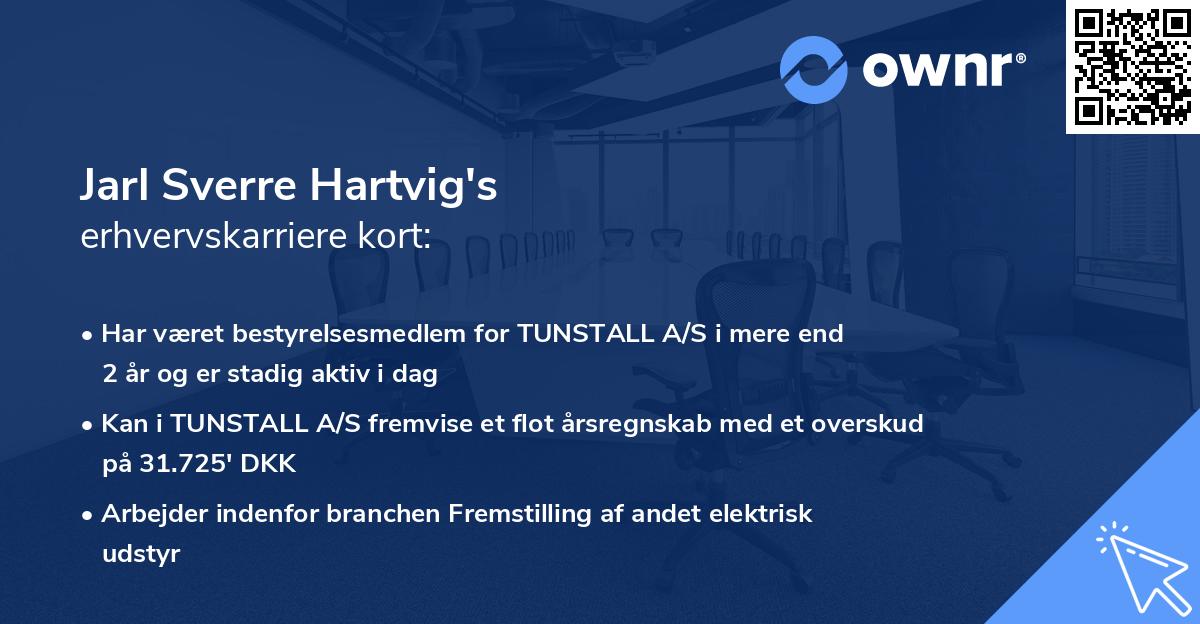 Jarl Sverre Hartvig's erhvervskarriere kort