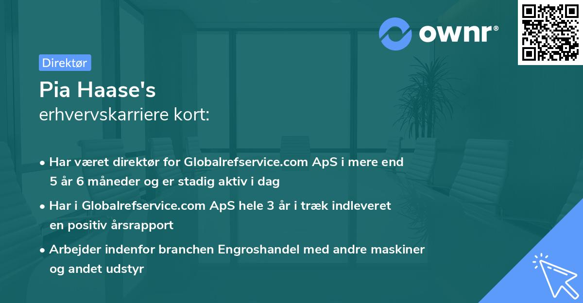 Pia Haase's erhvervskarriere kort