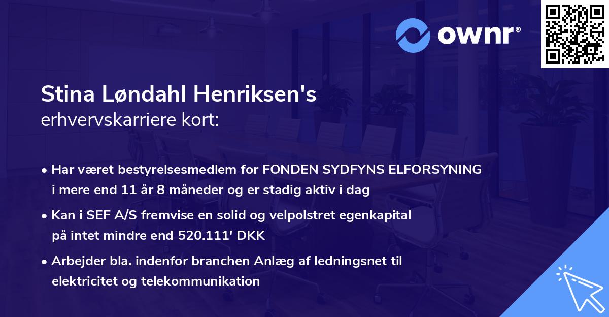 Stina Løndahl Henriksen's erhvervskarriere kort