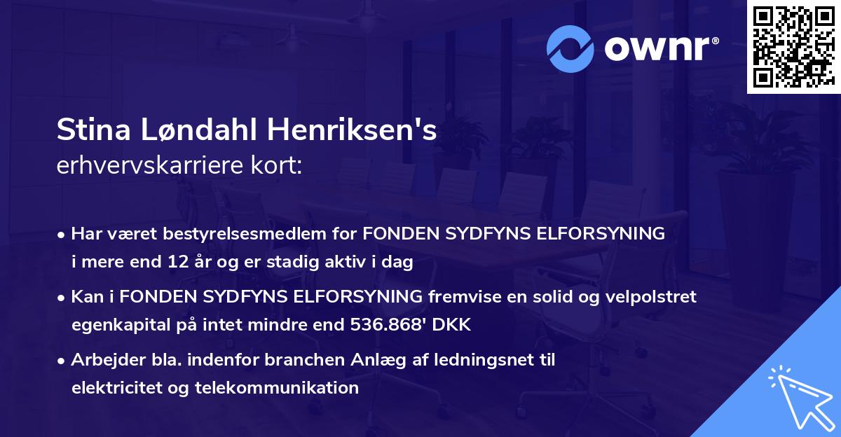 Stina Løndahl Henriksen's erhvervskarriere kort