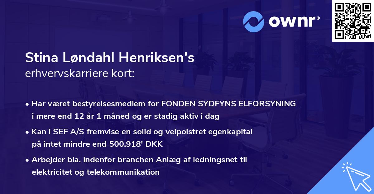Stina Løndahl Henriksen's erhvervskarriere kort