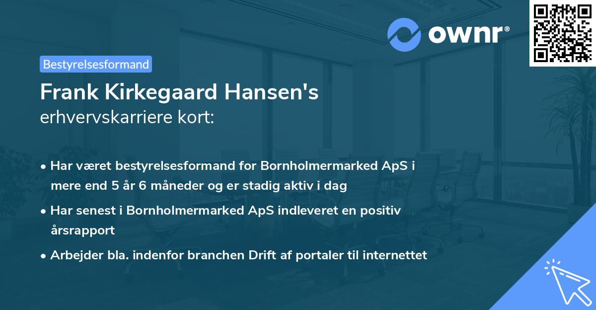 Frank Kirkegaard Hansen's erhvervskarriere kort