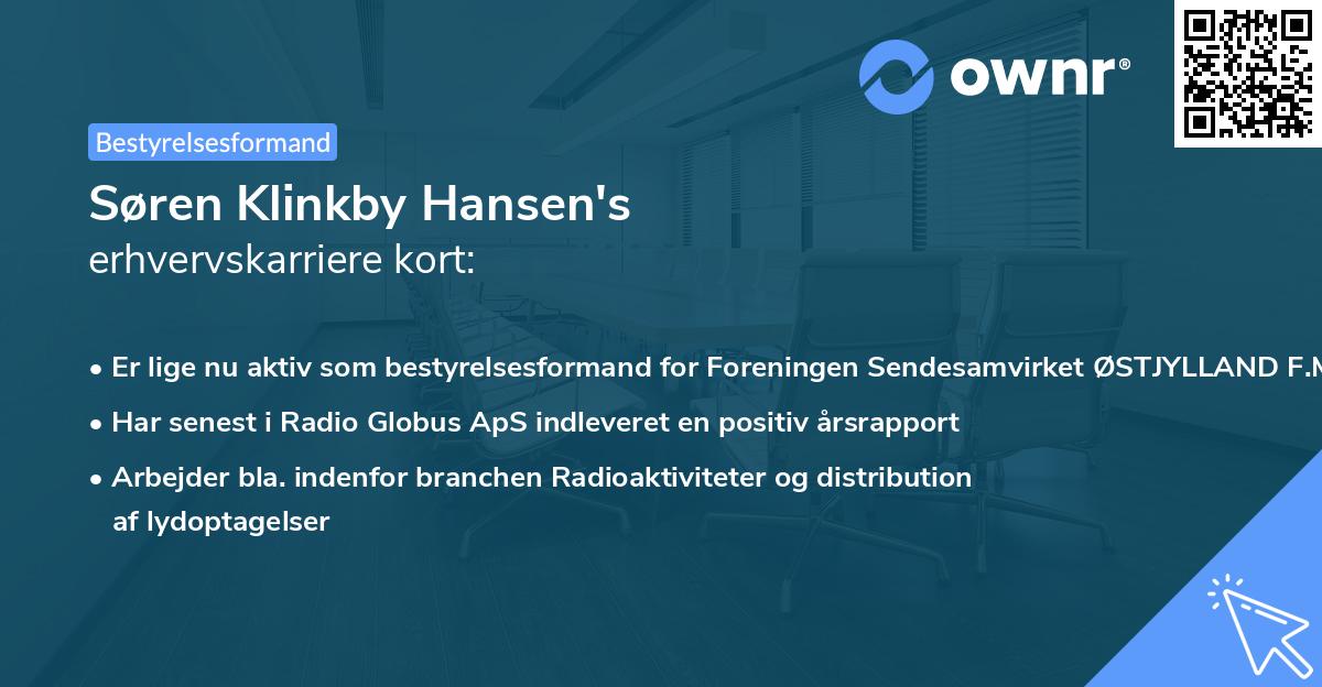 Søren Klinkby Hansen's erhvervskarriere kort