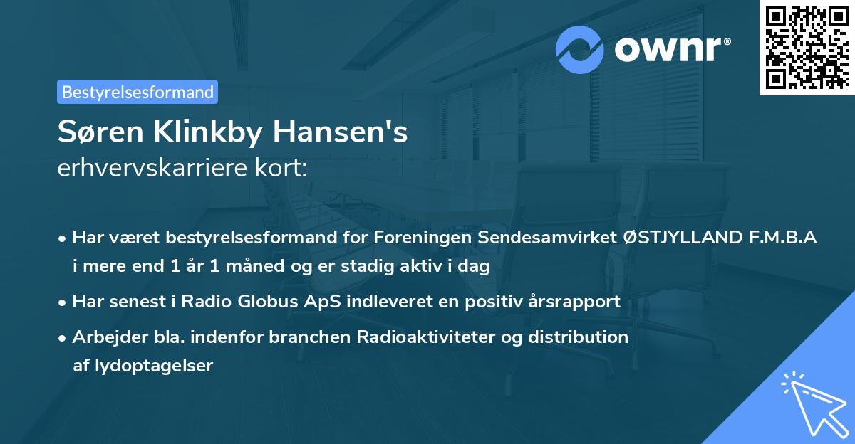 Søren Klinkby Hansen's erhvervskarriere kort