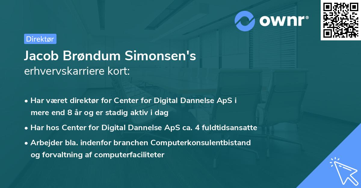 Jacob Brøndum Simonsen's erhvervskarriere kort