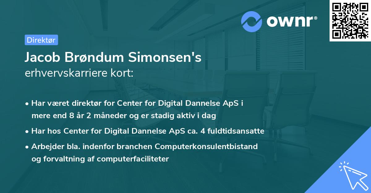 Jacob Brøndum Simonsen's erhvervskarriere kort