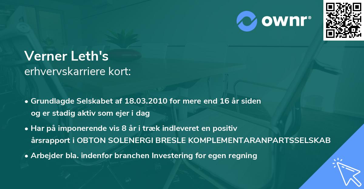 Verner Leth's erhvervskarriere kort